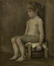 Niña desnuda, sentada